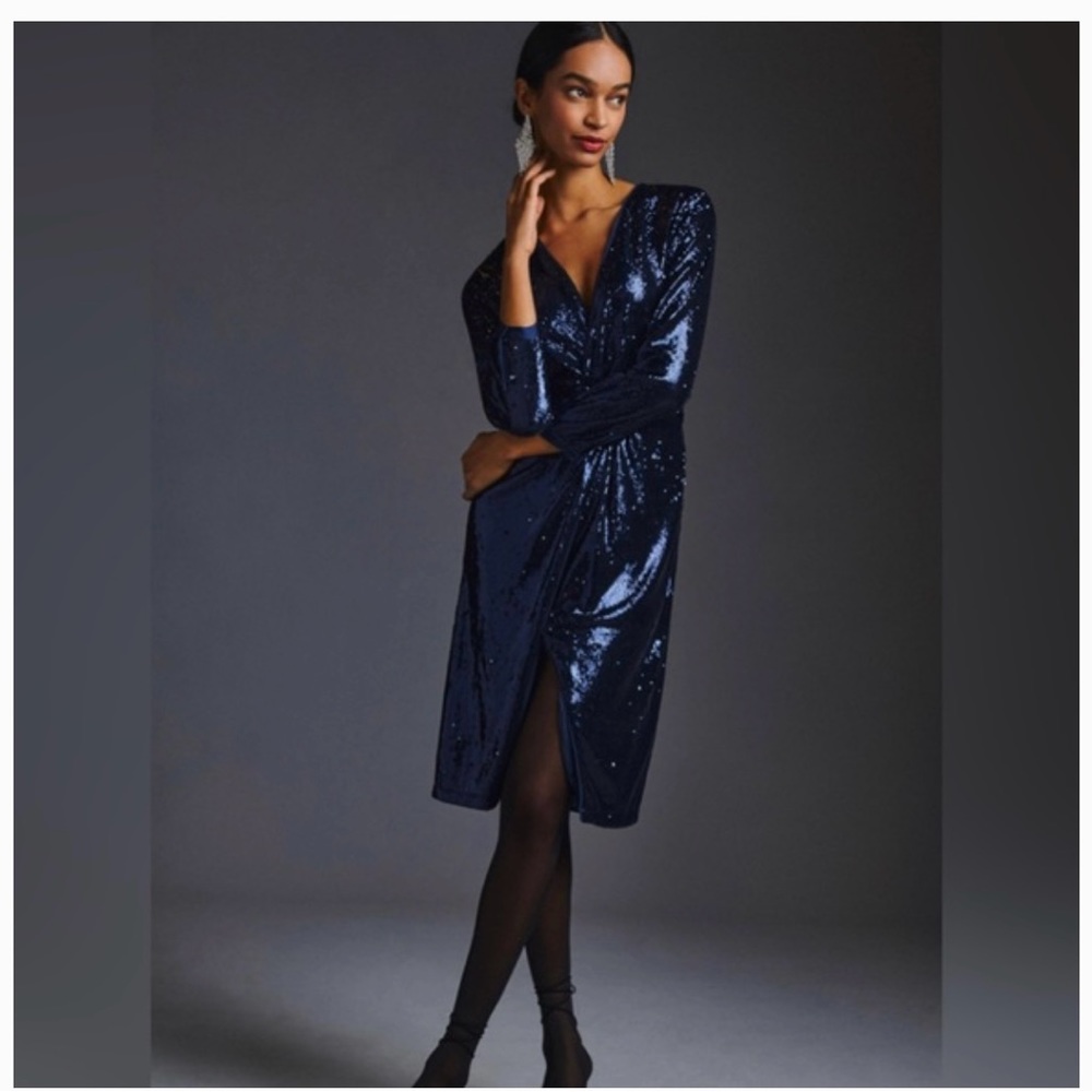 Anthropologies twist front sequin dress